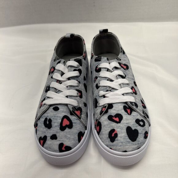 FabKids Other - FabKids GIRLS Leopard Print Grey Lace-Up Pink Heart Sneakers Size US:3 Girls New